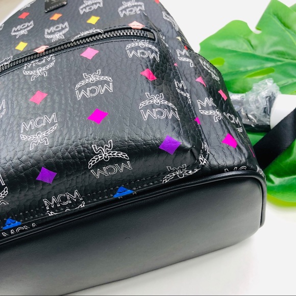 MCM Black rainbow diamond Backpack Small 32 - Picture 7 of 8